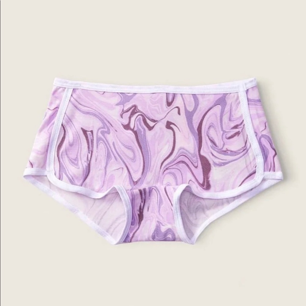 Victoria's Secret PINK COTTON BOYSHORT in Petite Lilac Marble Print XL
